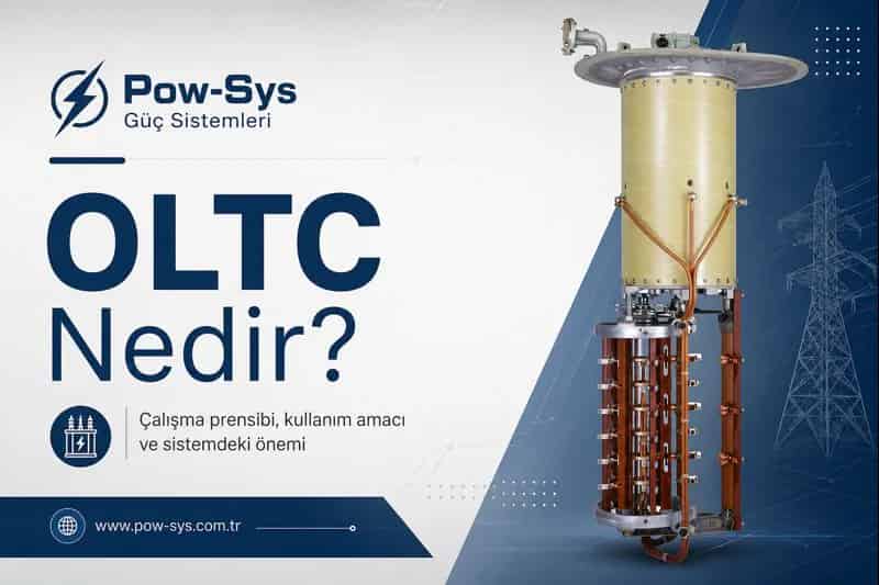 Technical maintenance visual showing motor-drive mechanism, position indicator, oil compartment and auxiliary circuit checks in OLTC maintenance