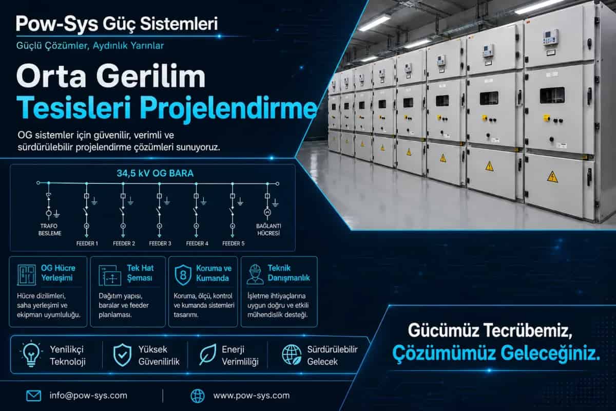 Orta gerilim tesisleri projelendirme kapsamında OG hücre, trafo merkezi ve tek hat şeması çalışması