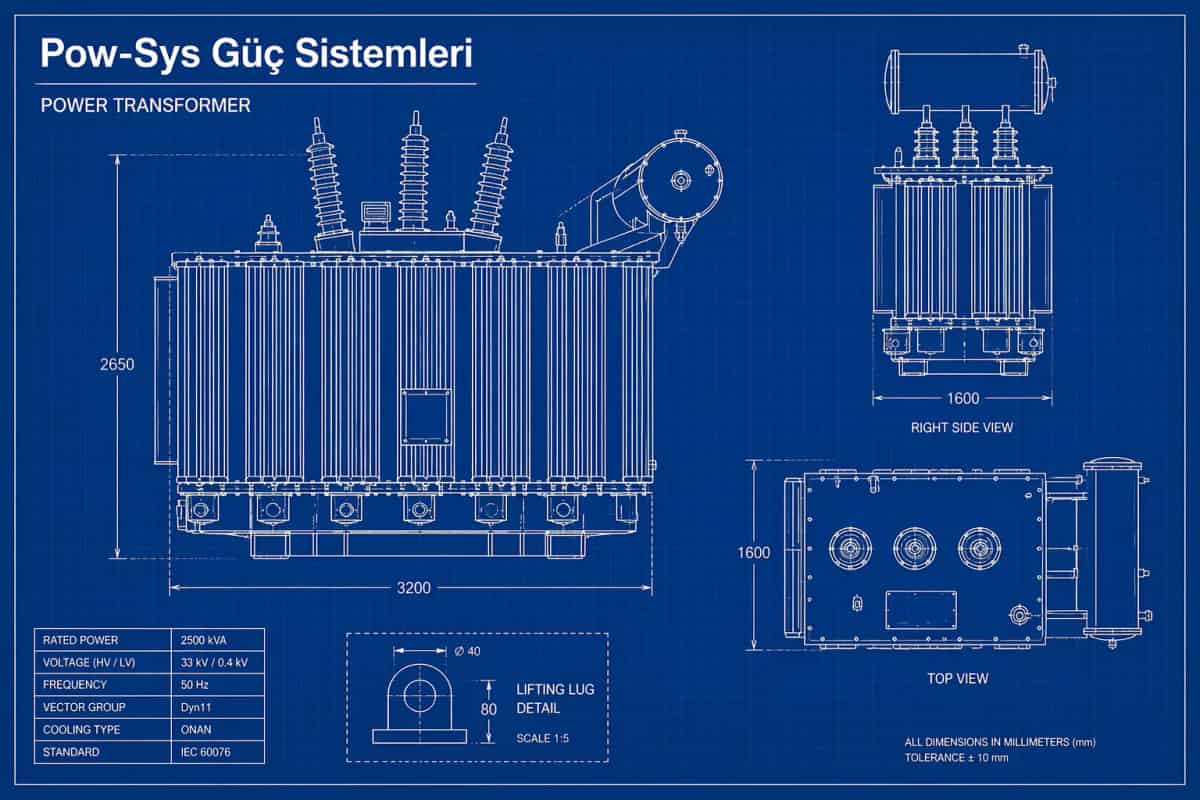 Trafo nedir ve transformatör nasıl çalışır sorusuna yanıt olarak nüve, primer ve sekonder sargılardan oluşan temel trafo yapısının şematik gösterimi
