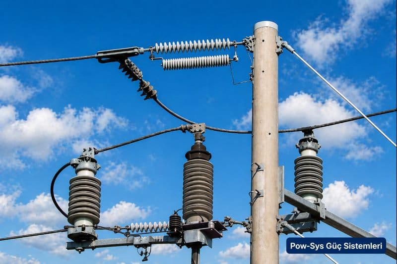 Dağıtım tipi parafudr ile istasyon tipi parafudrun kullanım mantığını karşılaştıran şematik teknik görsel