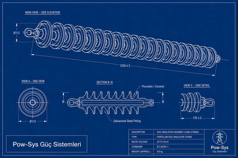 İzolatörün iletkeni taşıyıp topraklı yapıdan ayırma mantığını gösteren teknik görsel
