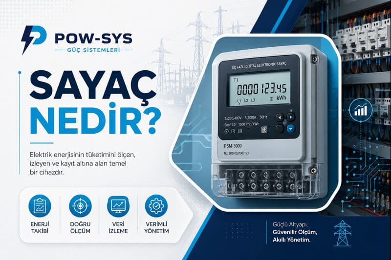 Mekanik, elektronik ve akıllı sayaç tiplerini karşılaştıran şematik teknik görsel