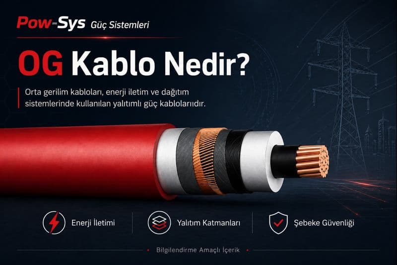 OG kabloda XLPE izolasyon, ekran katmanları ve dış kılıf yapısını karşılaştıran şematik teknik görsel