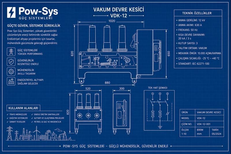 Trafo merkezinde güç trafosu, kesici, koruma rölesi ve topraklama sistemi testlerini anlatan şematik teknik görsel