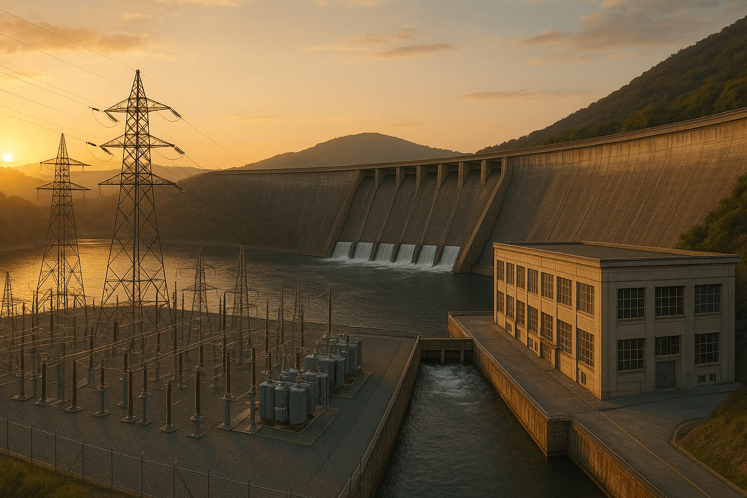 Yüksek gerilim nedir sorusuna örnek olarak izolatörler üzerinde taşınan yüksek gerilimli havai hat iletkenleri